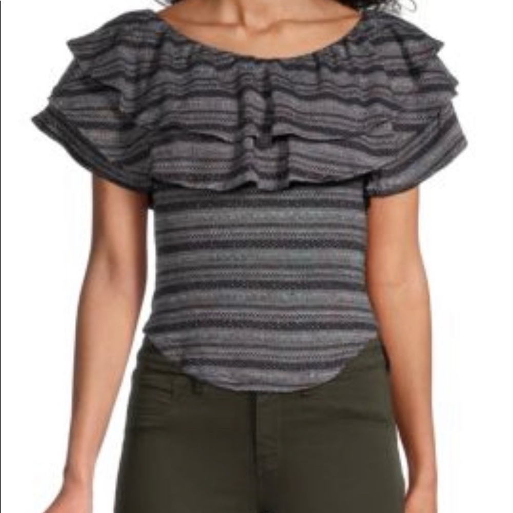 NWT FREE PEOPLE Heirloom Striped Ruffle Top